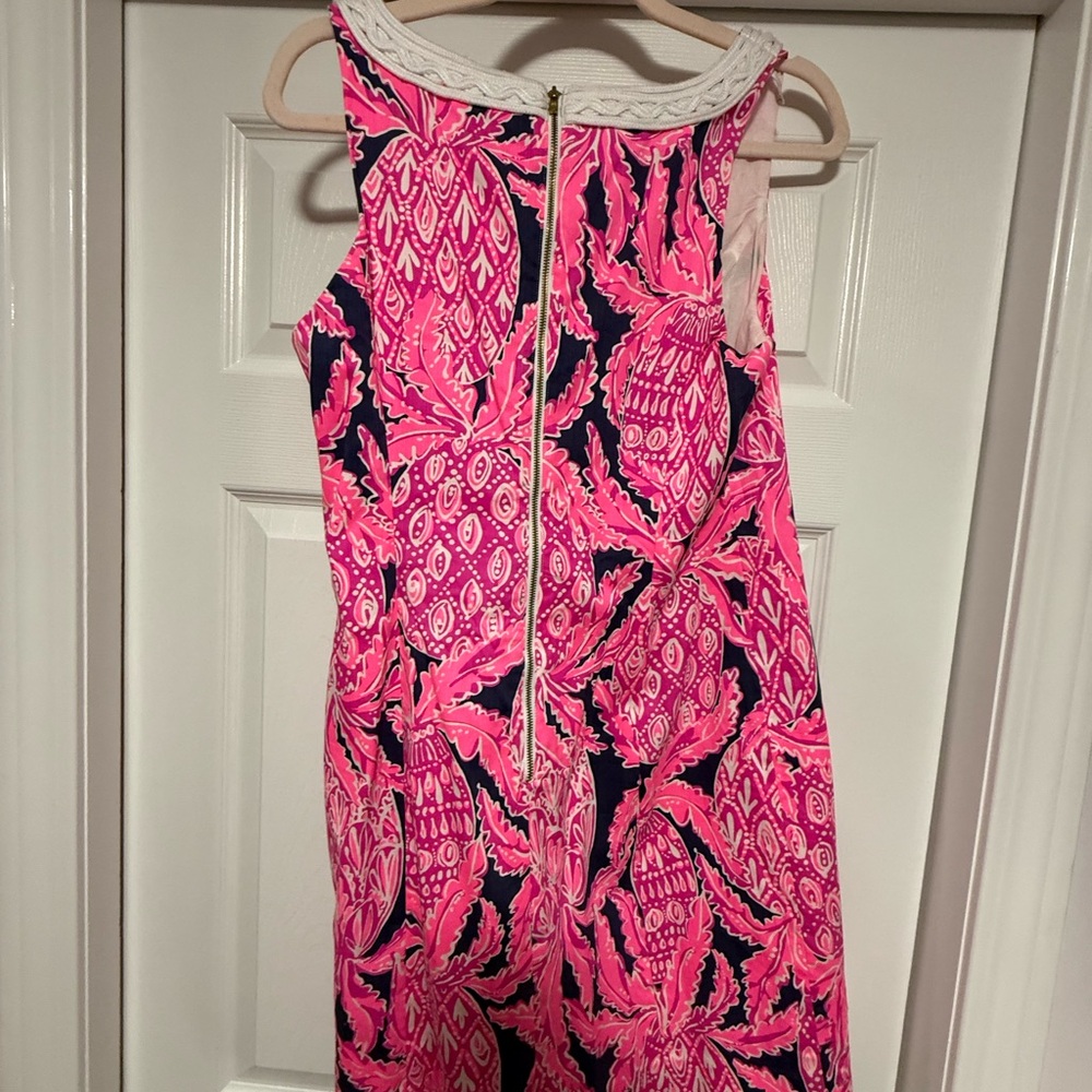 Lilly Pulitzer Pink Pineapple and Navy Dress with White Accents - Picture 2 of 3